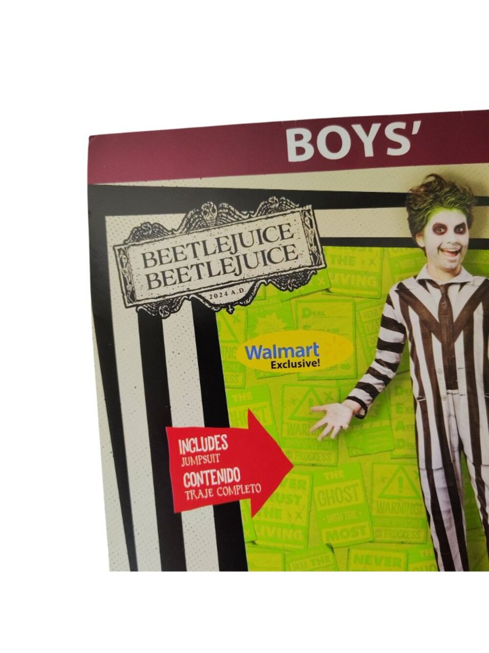 Rubies Boys Size S 6/7 Beetlejuice Costume Jumpsuit Halloween Black Striped New - Picture 3 of 6